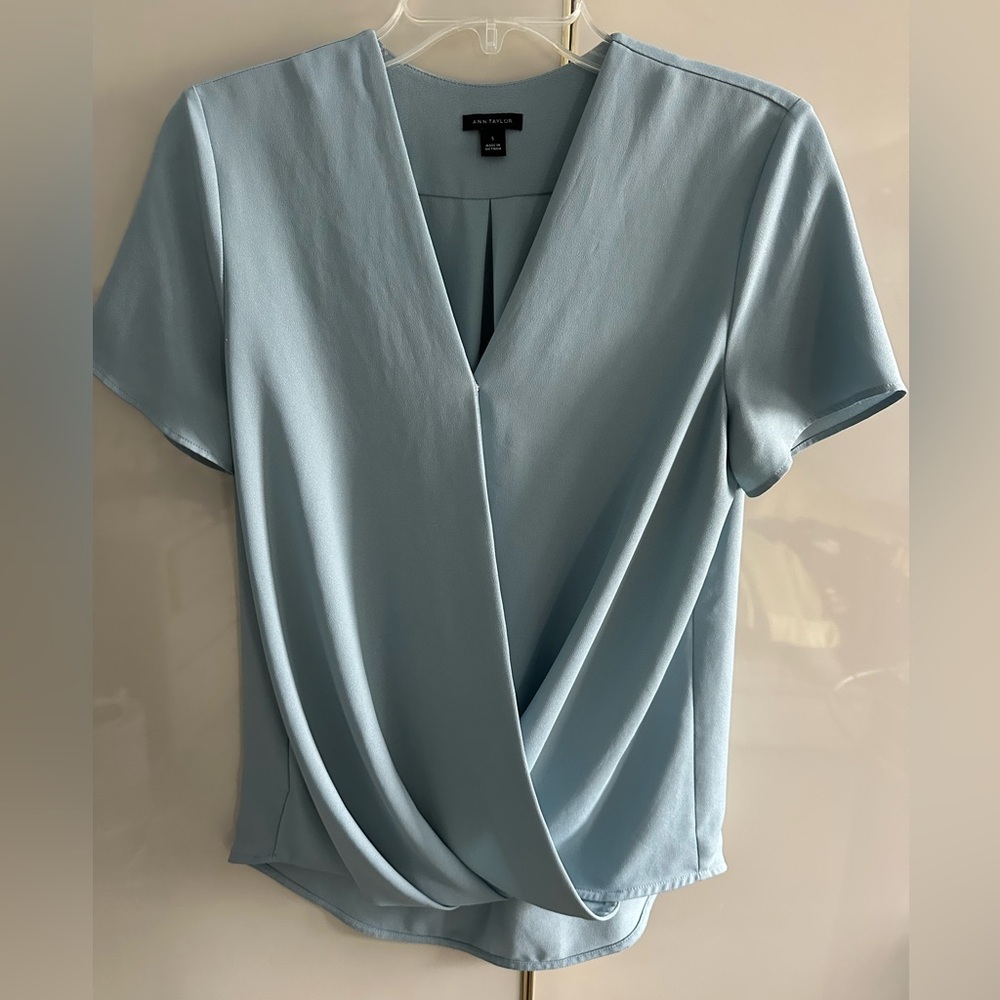 Ann Taylor Aqua Blue Wrap Top